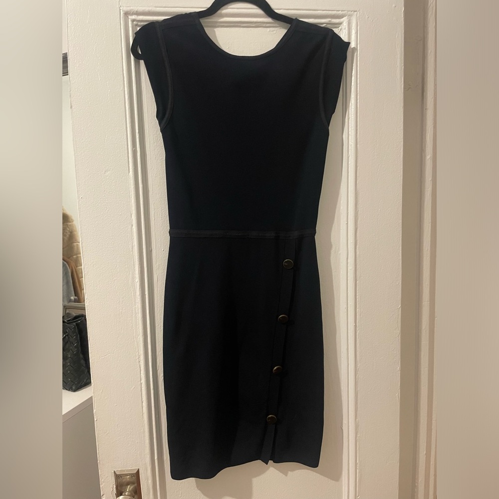 Reiss navy blue midi dress with button details size 6